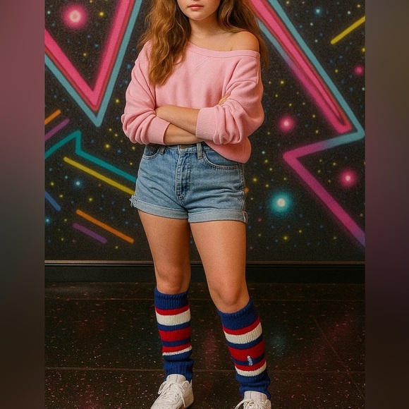 Vintage 90s Hunt Club Multi Stripe Acylic Knit Leg Warmers Women NWT Retro Y2K - Picture 6 of 7